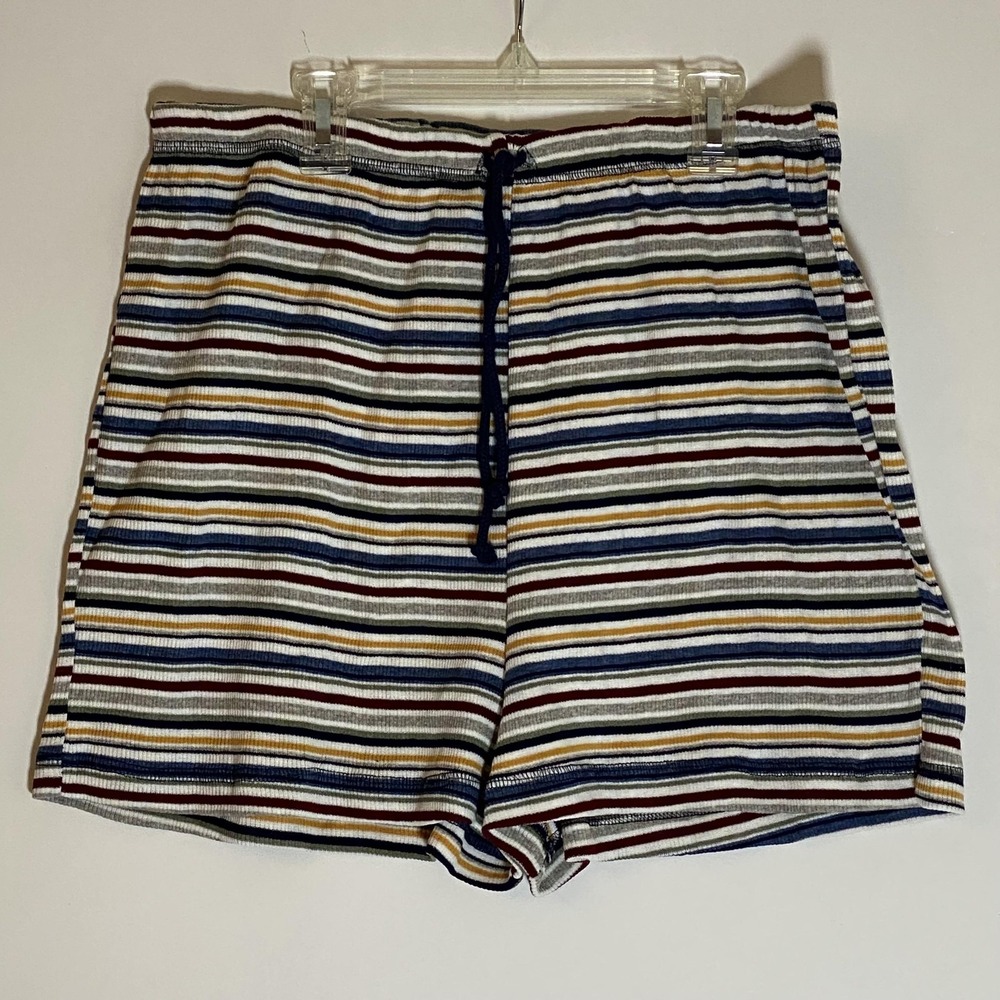 Kathy Ireland Shorts Womens Large Multicolor Stripe Knit Lounge Drawstring